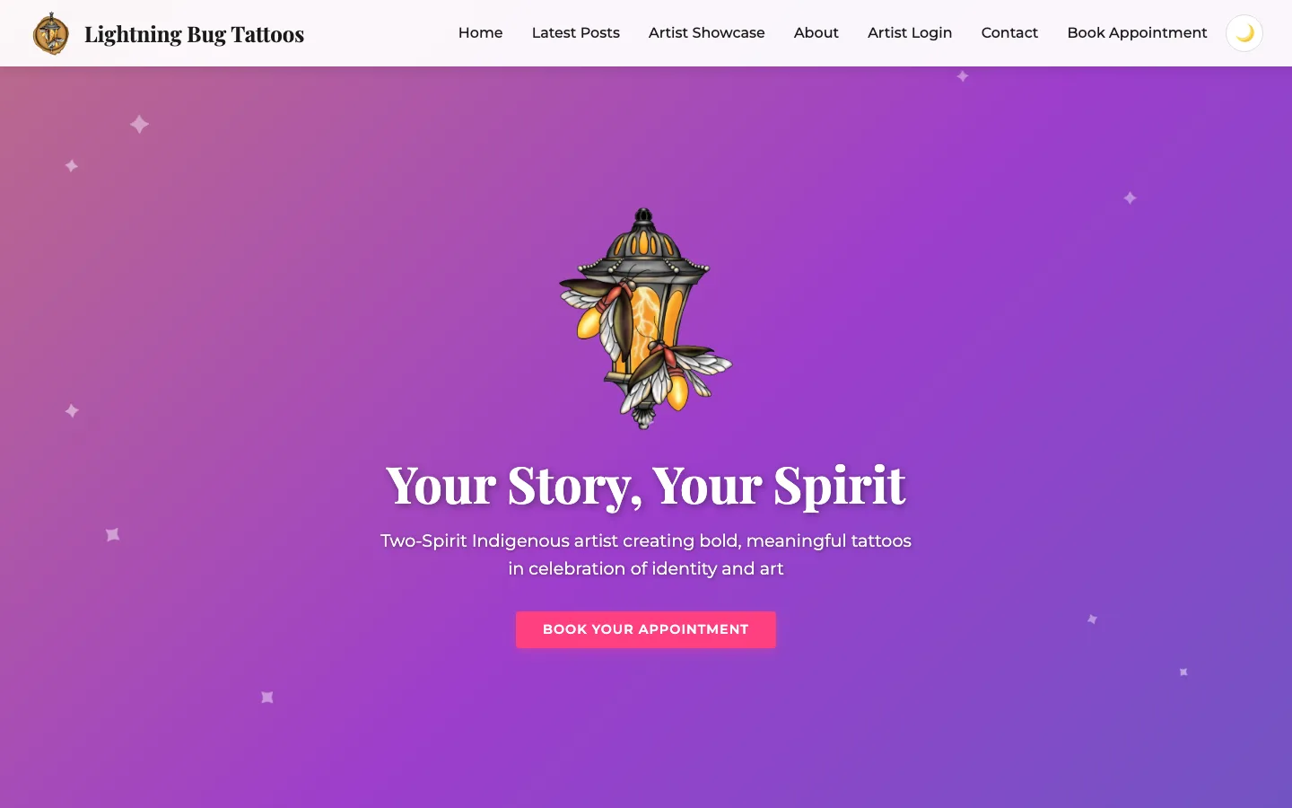 Lightning Bug Tattoos website homepage