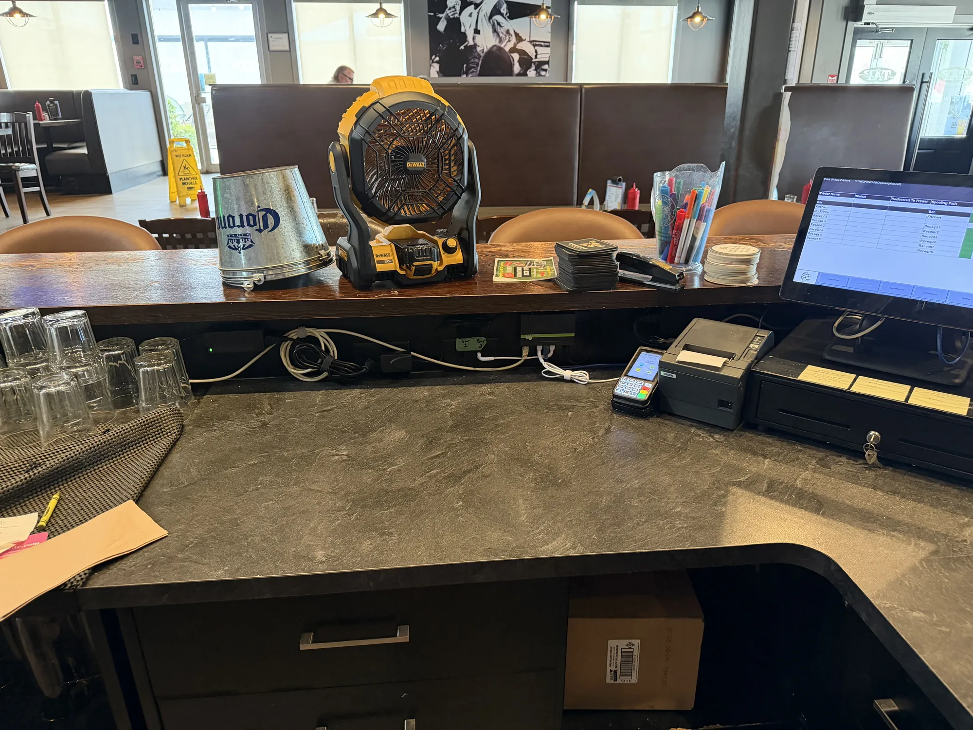 Cleaned counter with cables routed out of the way